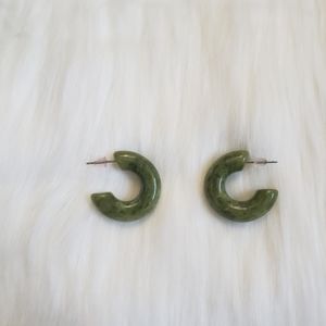 Resin Hunter Green Hoop Earring